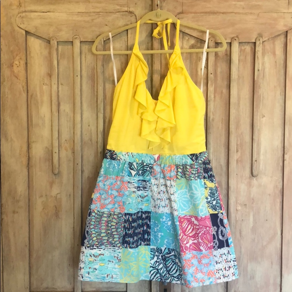 Lilly halter dress patchwork look